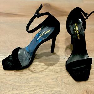 Saint Laurent black velvet heels